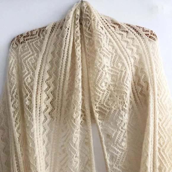 Large Infinity Scarf, Pointelle Crochet Knit - Picture 7 of 9